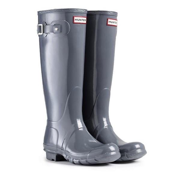 Hunter Shoes - Hunter Grey Gloss Rain Boots