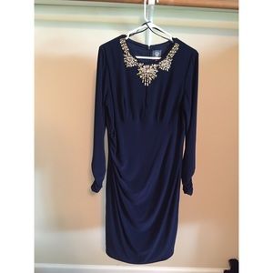 Vince Camuto Embellished Keyhole Gathered Sheath