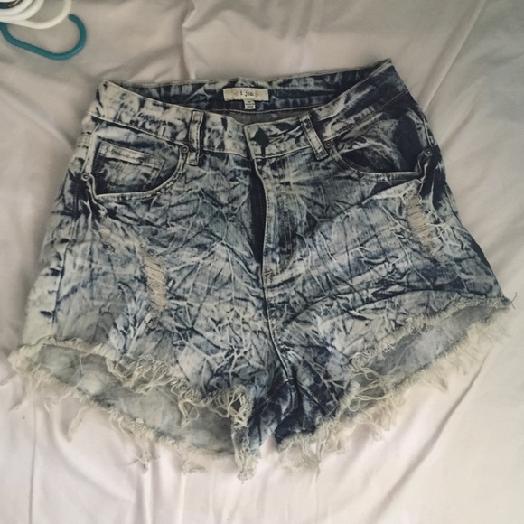 Acid wash high waisted shorts