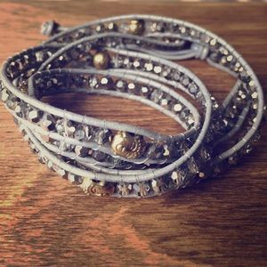 Zen! Light gray leather wrap bracelet!