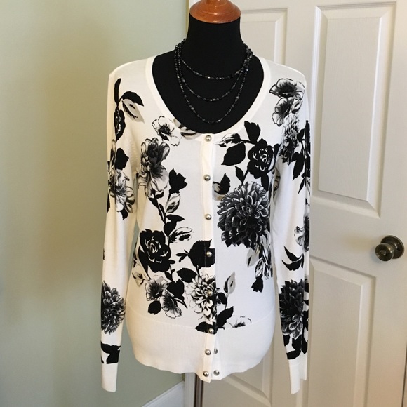 Beautiful, Flowered Long Sleeve Cardigan from WHBM