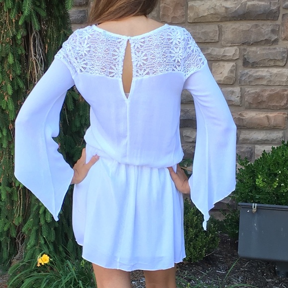 White Poet Sleeve Dress - Picture 3 of 3