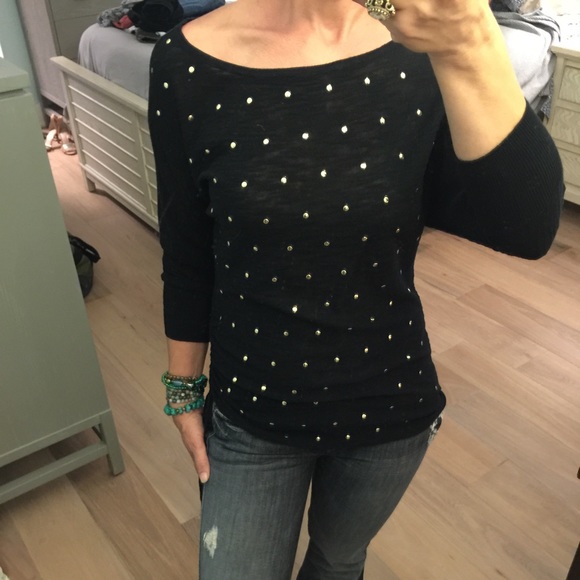 Lightweight gold studded slight dolman sleeve top