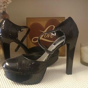 Black Sequin Heels