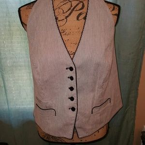 Lane Bryant Vest Black White Stripes Adjustable