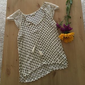 Love Stitch Boho Blouse with Lace Sleeves