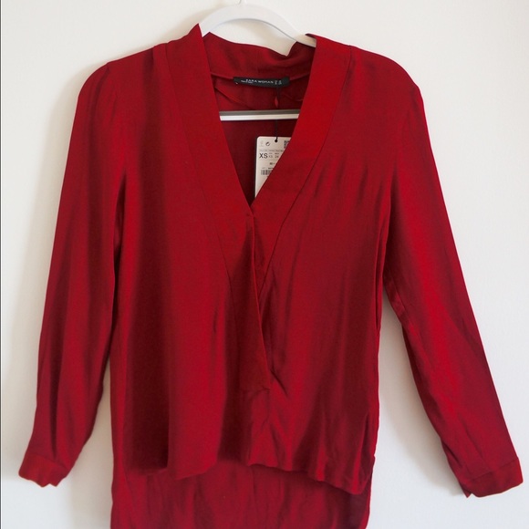 Zara Long Sleeve red top