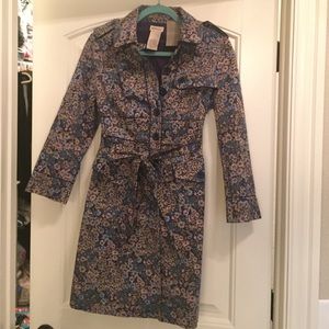 Floral Trench Coat sz4 Anthropologie Elevenses