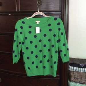 XS Green/navy polka dot sweater SOLD