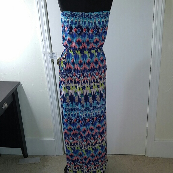 Strapless Colorful Maxi Dress
