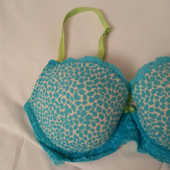 Fun Turquoise Leopard Pattern Lined Demi - Picture 2 of 5