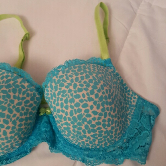 Fun Turquoise Leopard Pattern Lined Demi - Picture 3 of 5