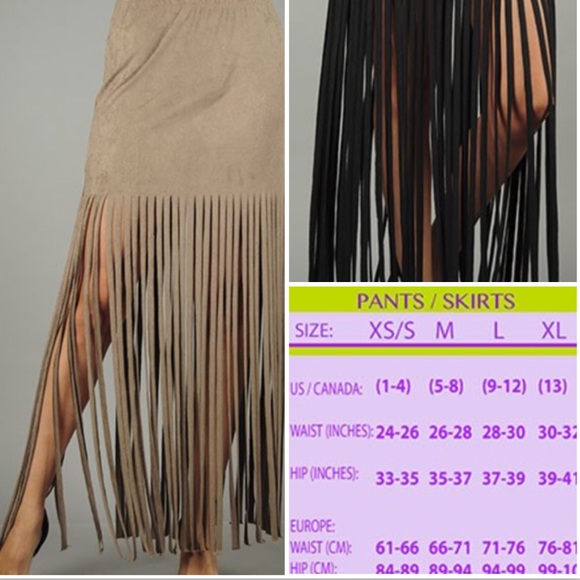 🚫SOLD🚫 Faux Suede Fringe Maxi Skirt #021 - Picture 4 of 4