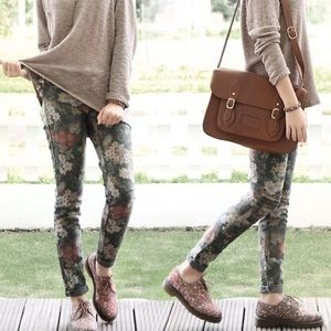 Zara floral jeans