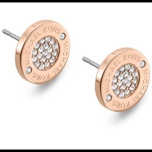 Logo Crystal Rose Gold-Tone Stud Earrings -
