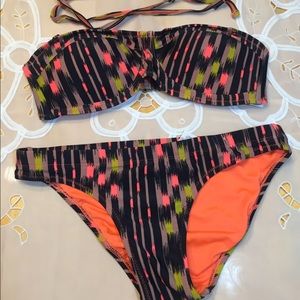 Forever 21 Strapless Bikini Tribal Print S-M