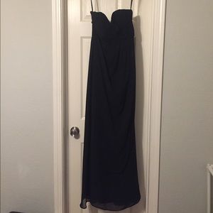 Black strapless bridesmaid dress
