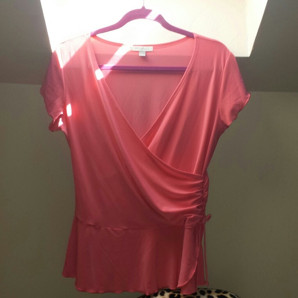 Coral wrap blouse