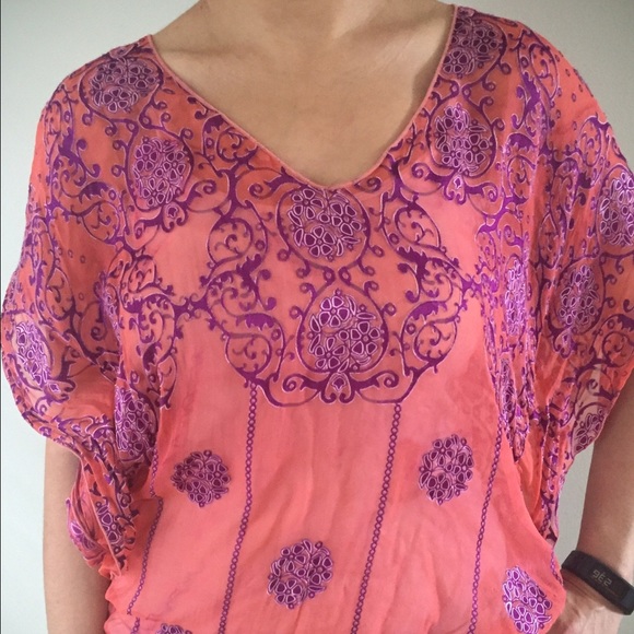 Hale Bob Silk Shirt w/ Velvet Burnout Detail