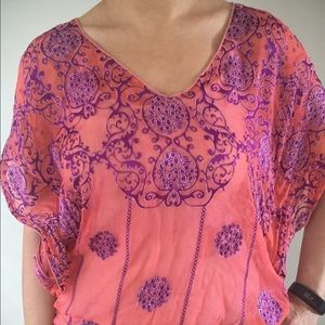 Hale Bob Silk Shirt w/ Velvet Burnout Detail