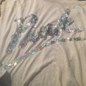 VS PINK White Mid-Sleeve Top