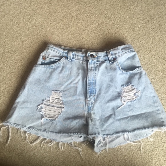 Levi distressed light wash shorts