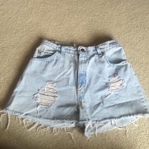 Levi distressed light wash shorts