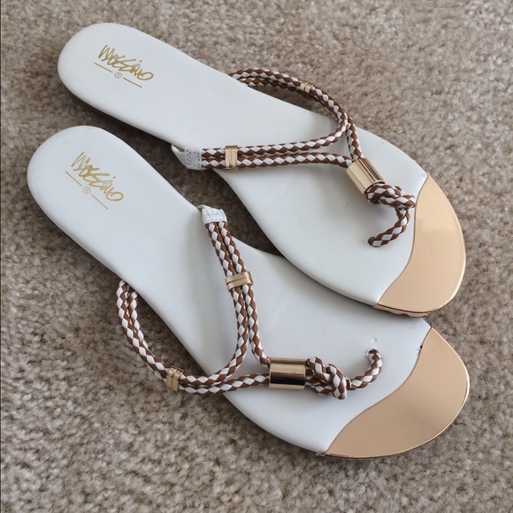 Mossimo Supply Co. Shoes - Gold and white Mossimo sandals