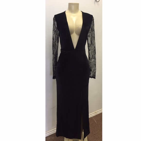 Nasty Gal Dresses & Skirts - Nasty gal v neck black long lace sleeve dress