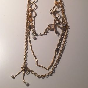 Juicy Couture gold layered bow charm necklace