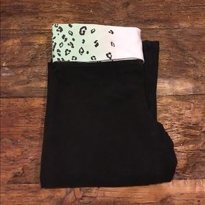 PINK leggings black with ombré green waistband