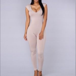 Taupe jumpstart jumpsuit