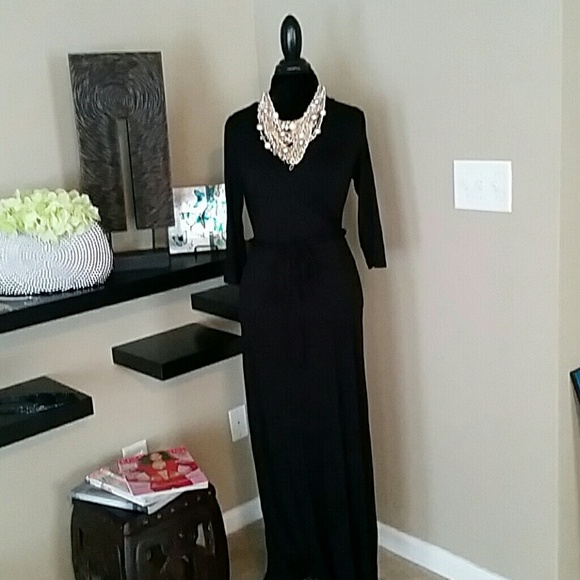 Maxi Black Wrap Dress