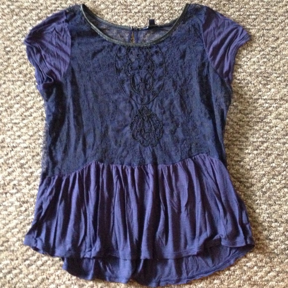 American eagle beaded and mesh blouse
