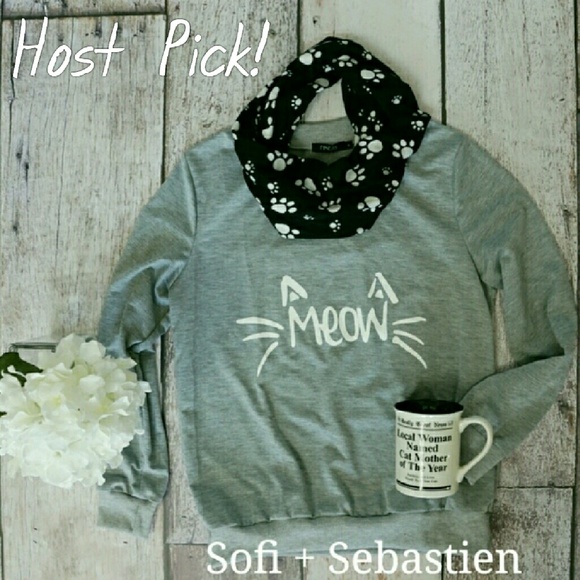 finejo Tops - The Cat's Meow lightweight sweatshirt light grey