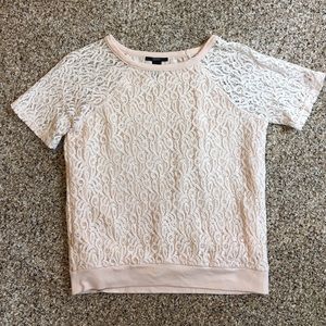 Light Pink Lace Short-sleeve Shirt