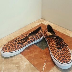 NEVER WORN Cheetah Print Vans
