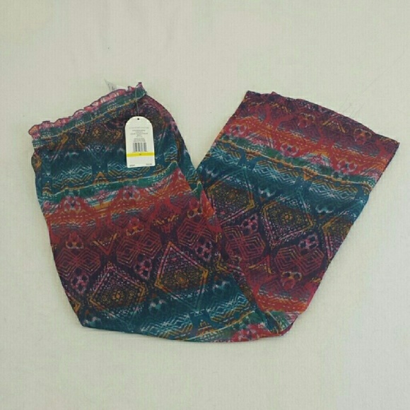 NWT sheer beach pant boho cover up blue and pink - Picture 4 of 4