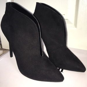 Black high heeled booties from Just Fab