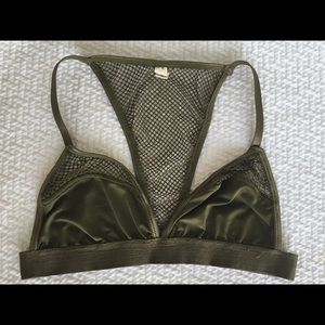 Green mesh and satin bralette