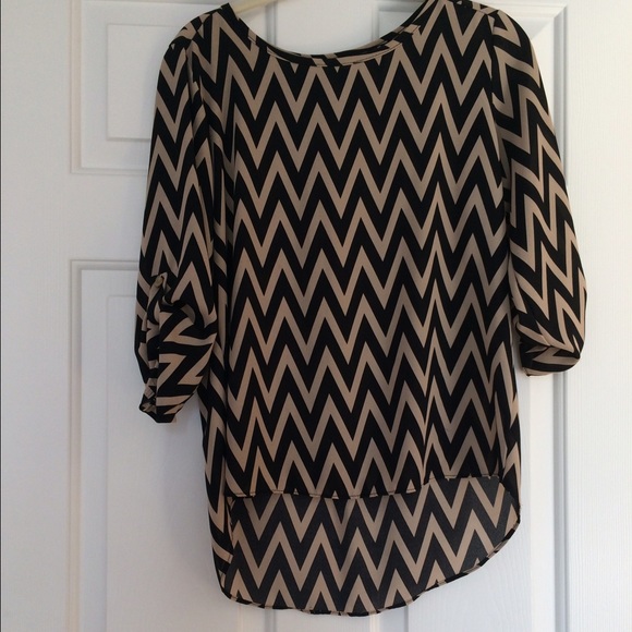 Tan n Black Chevron Blouse