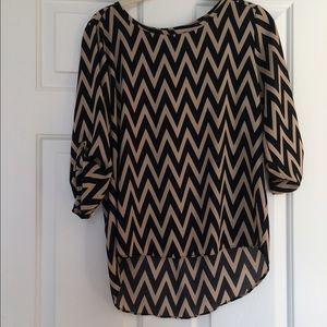 Tan n Black Chevron Blouse