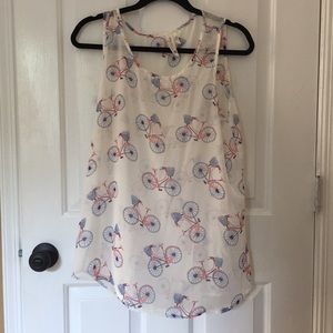 Adorable bicycle print sheer tank