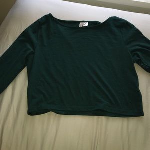 H&M green long sleeve crop top