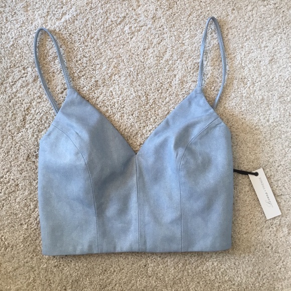 Light blue leather crop top. Size XS.