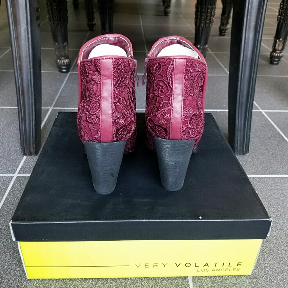 Adorable Wine Lace Ankle Booties - Picture 4 of 4