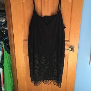 Black dress with floral overlay