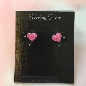 Pink Crystal Heart Earrings