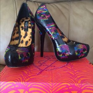 Digi Skull Sequin Platforms