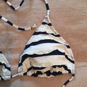 Navy and Cream Lace Stripped Bikin